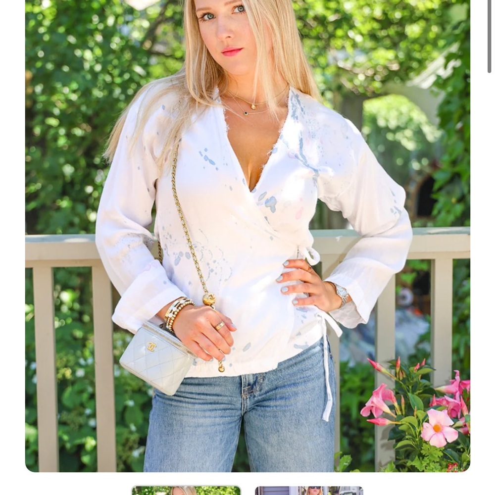 Cali Dreaming Paint Splatter Poet Wrap Top